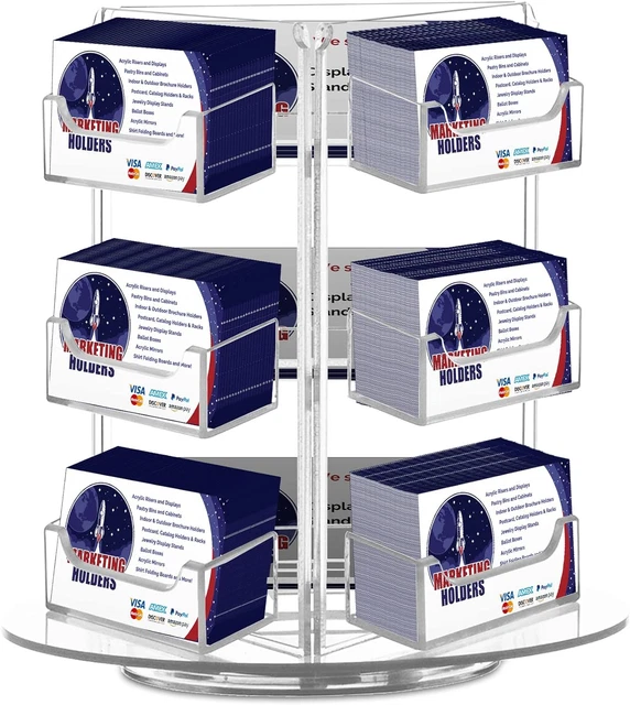 Spinning 9 Pocket Business Card Holder Rotating Organizer Display Holds 3.5" X 2