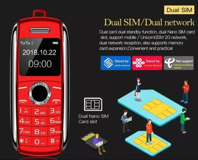 Telefono cellulare GSM dual sim Bluetooth sbloccato piccolo 3