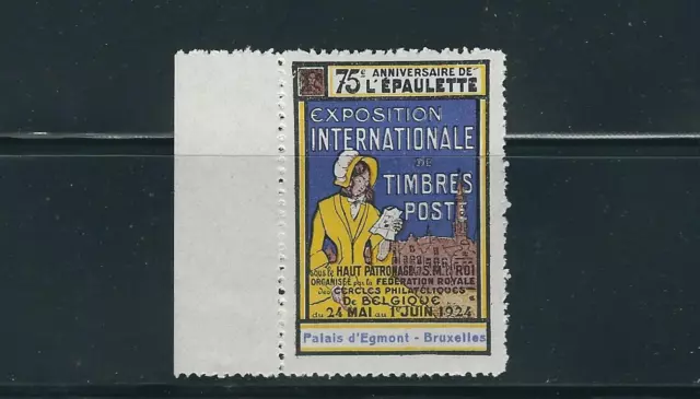 Belgique 1924 Palais D'Egmont Philatélique Expo VF MNH Étiquette Cinderella