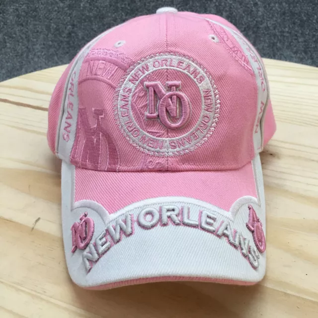 New Orleans Baseball Cap Hat Womens Pink One Size Adjustable Embroidered Logo 2