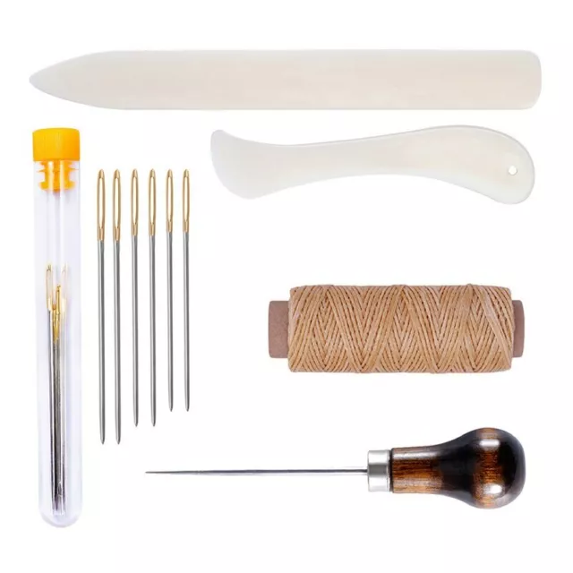 Kit de herramientas de mango de madera de cuero Crafft para coser conjunto manual de 10 piezas