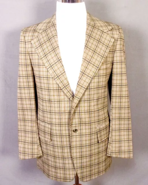 vintage 60s 70s JC Penney Towncraft Men's RETRO Polyester Plaid Blazer sz 39 R