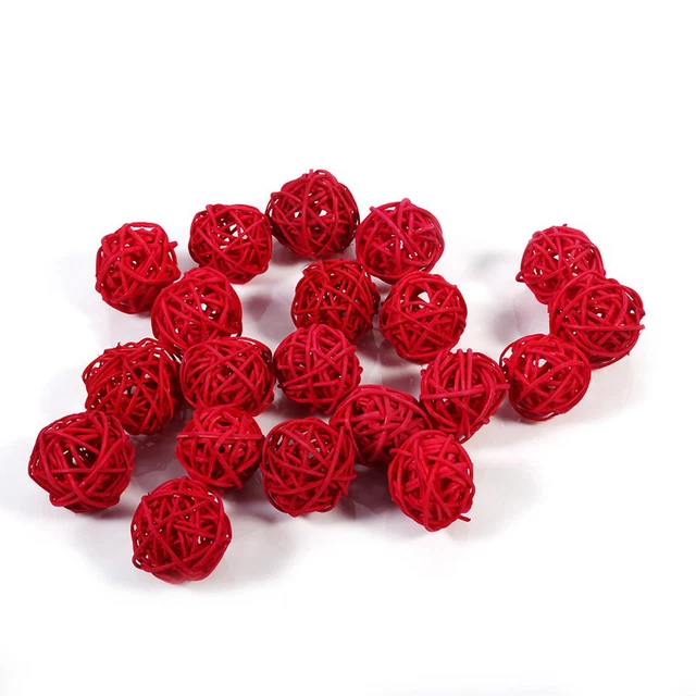 20 piezas bolas decorativas de ratán rojas adornos boda fiesta de cumpleaños