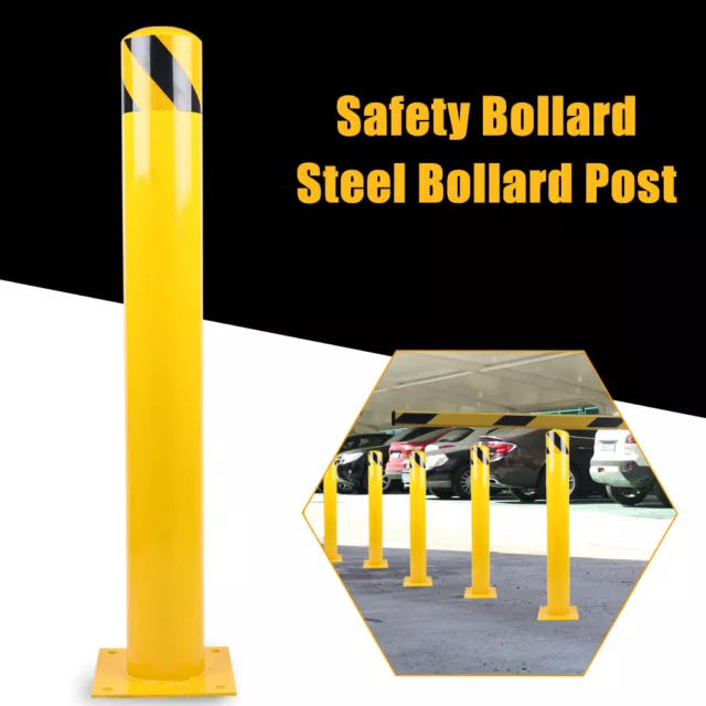 NEW 36" H 4.5" D Pole Steel Parking Safety Bollard Post Barrier Road Pile Yellow