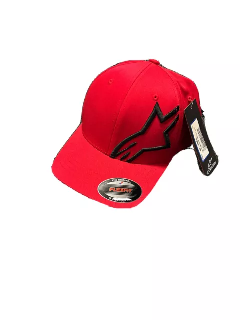 Alpinestars Men's Corp Shift 2 Curve Bill Flexfit Hat -  Mens Cap RED/Black S/M