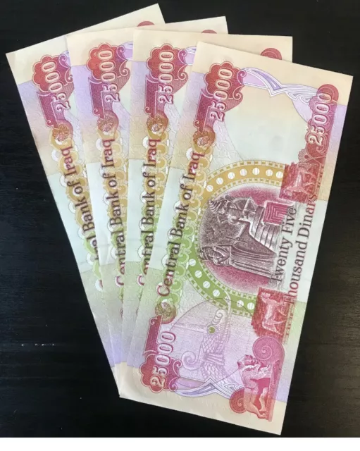 100,000 Iraqi DINAR Iraq Dinars IQD (4 x 25,000 notes) Almost Uncirculated 🇺🇸