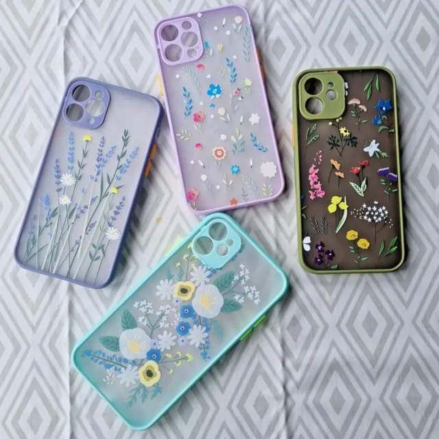 Floral Case iPhone 13 Pro Max Mini 14 12 11 XR X 8 Plus 7 SE 6 6s Silicon Flower