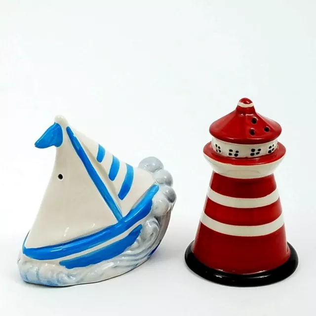 Salt and Pepper Shaker Set Sail Boat Light House Collectible Decorative Goldminc