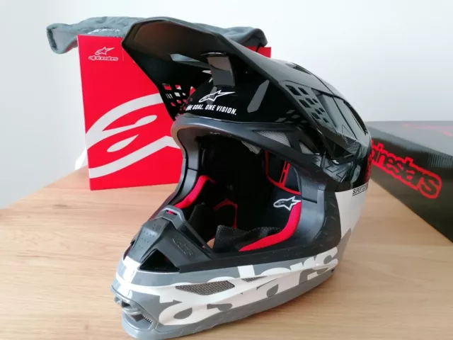 Casco Cross Enduro Alpinestars Supertech S-M8 Radium Nero Bianco Tg S