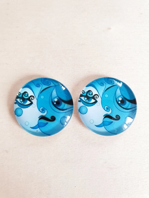 2 x Augen Cabochons ♥ zum Basteln/Schmuckherstellung Zubehör Kunst Rund Ø 25mm