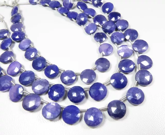 Blue Mystic Moonstone Natural Gems Coin Faceted Beads 8"Strand 9-10mm GV-3616