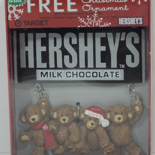 2003 HERSHEYS MILK Chocolate Bar Christmas Ornament Teddy Bears Target