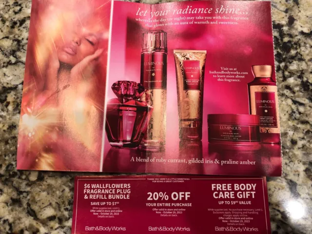 Bath & Body Works Coupons $6 Wallflowers, 20% Off, Body Care Gift FAST shipping