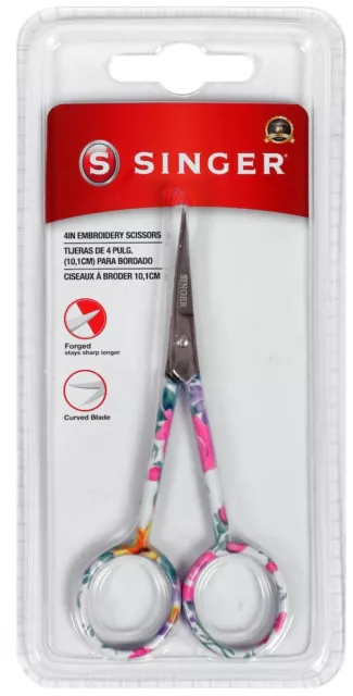 3 Pack Singer Curved Embroidery Scissors 4"-Floral 00401