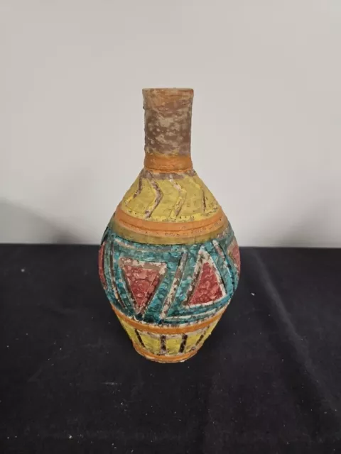 Mid Century Lava Terracotta Vase Italy Italian Pottery Abstract Design