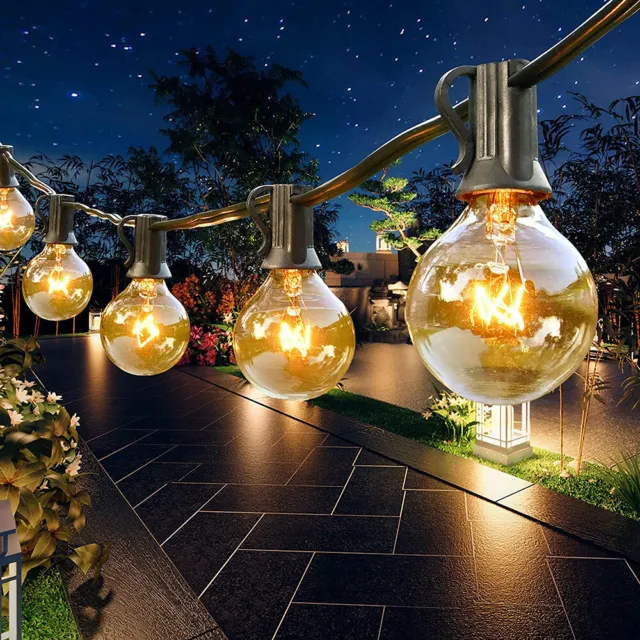 25/50 FT G40 String Festoon Garden Fairy Lights Mains Clear Bulbs Weatherproof