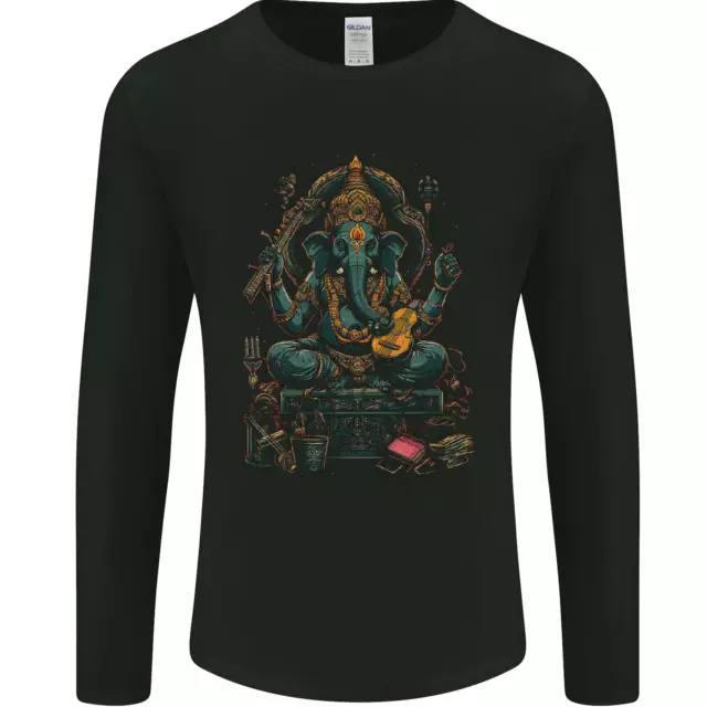 Ganesha Hindu God Ganapati Elephant Mens Long Sleeve T-Shirt
