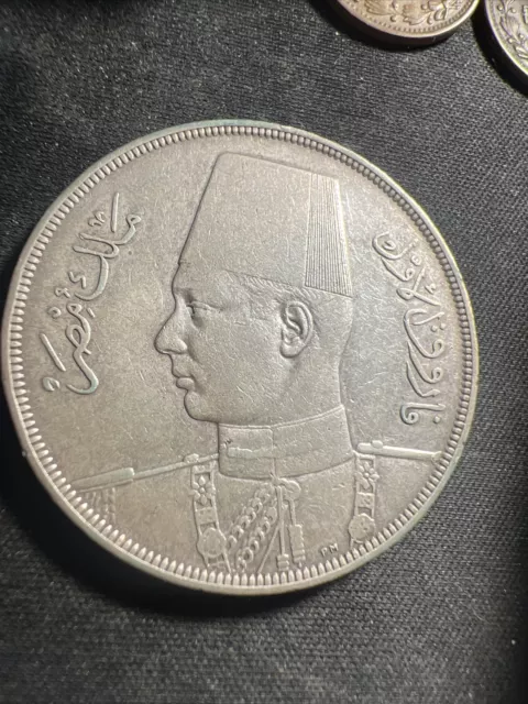 1939 Egypt (1358 AH) 20 Piastres King Farouk I VF+ Large Silver 25k Minted Z1202