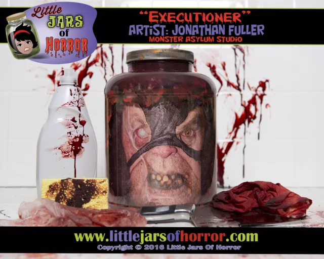 "Executioner" Head in Jar - Halloween/Horror Prop/Decor-  Fresh Red Version