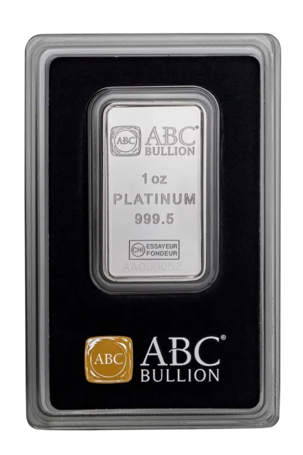 1 Oz ABC 999.5 Platinum Minted Tablet Australian Made Investor Ingot Bar