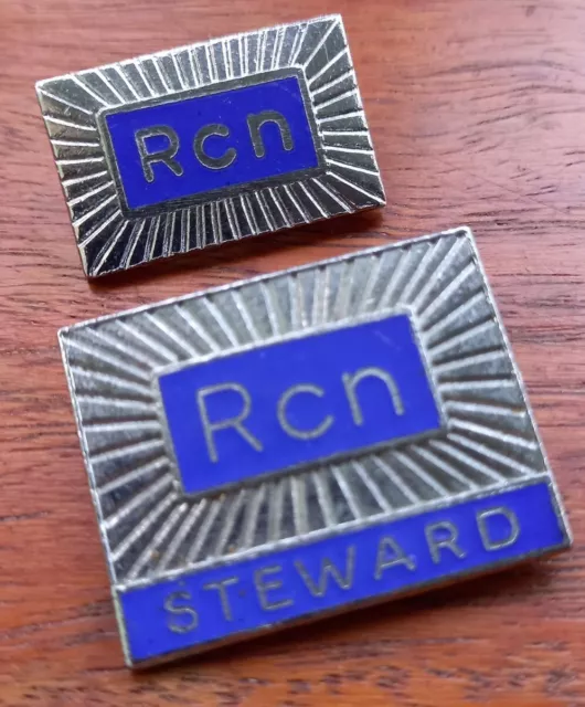 1960's Vintage RCN Royal College Of Nursing & RCN Steward Enamel Pin Badges x 2