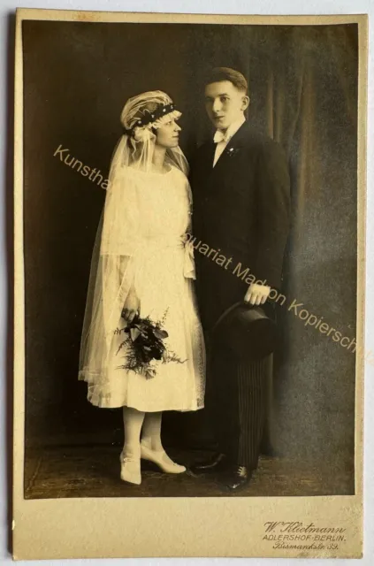 orig. KAB Fotografie Mode Kabinett Foto um 1910 Adlershof Berlin Hochzeit Paar