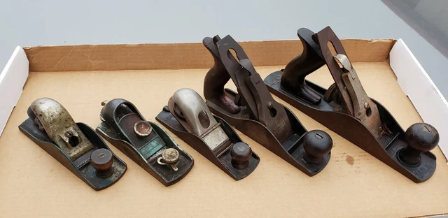 Antique/ Vintage STANLEY BAILEY No. 4 Wood Plane - Great Shape lot of 5 differen