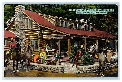 1944 Hidden Valley Ranch Lake Luzerne NY,  America's Finest Dude Ranch Postcard