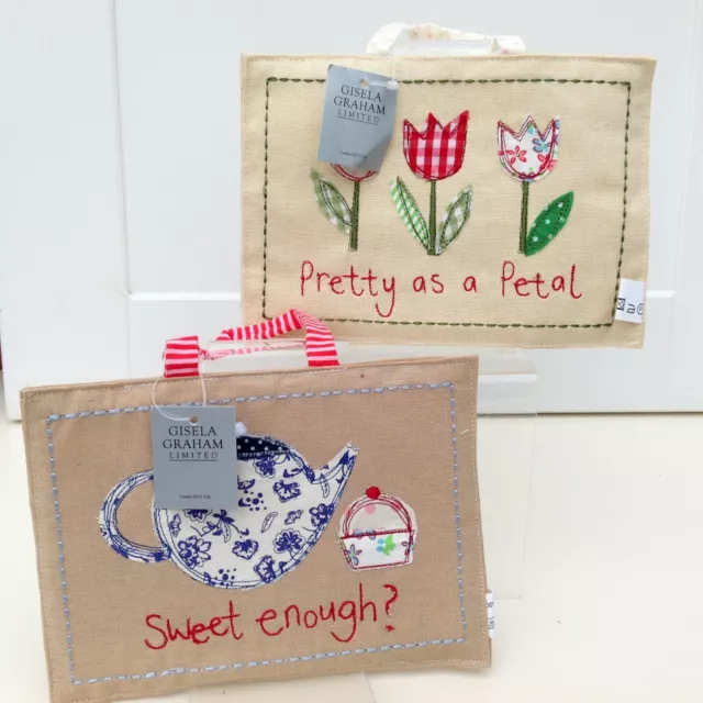 NEW Gisela Graham Sweet Enough & Pretty Petal Hanging Signs CottageCore Gift Set