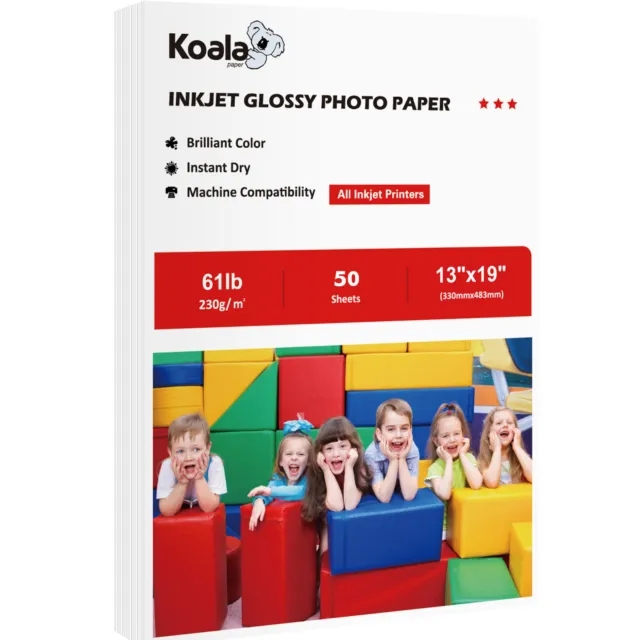 Koala Photo Paper 13x19 High Glossy 61lb Photo Printer Paper 50 Sheets Inkjet