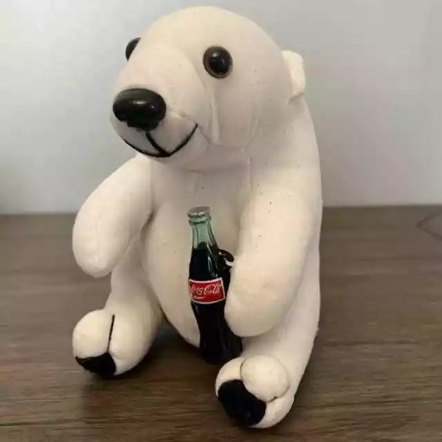 Coca Cola Polar Bear with Coca Cola Bottle Plush Vintage
