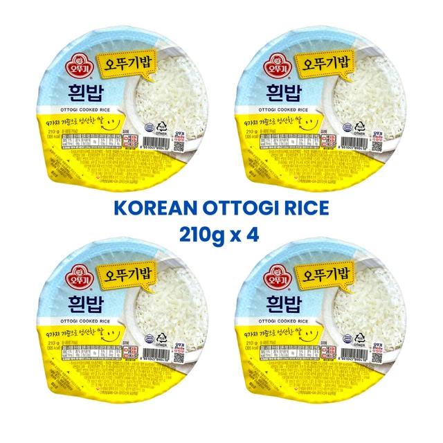 4 Packs OTTOGI PreCooked Rice Microwave Rice Korean Food MADE IN KOREA