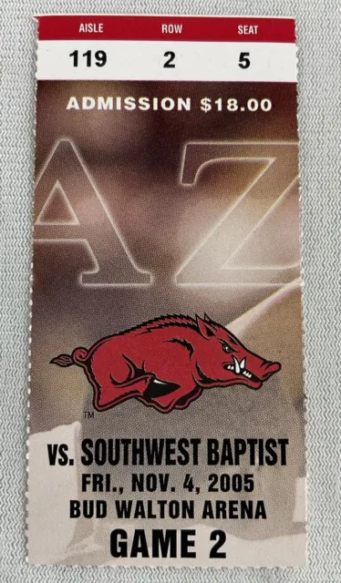 2005 11/04 Southwest Baptist at Arkansas Basketball Ticket-Steven Hill
