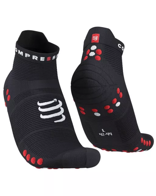 Compressport Pro Racing Socken V4.0 Run Low Cut A Kompression, Schwarz/Rot