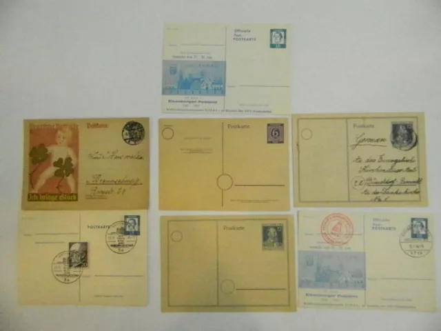 Briefmarken 7 Postkarten Ganzsachen Deutsches Reich Post Bundespost  K-2490