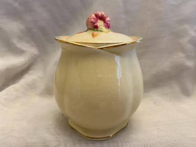 Royal Winton Grimwades Cream Lilly Sugar Jar 4 1/2" tall Chintz England