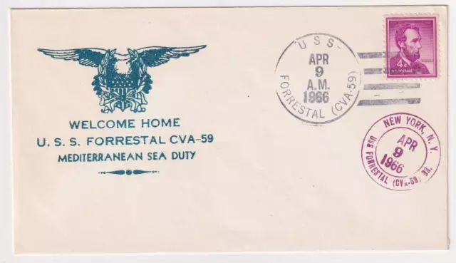 Aircraft Carrier USS FORRESTAL CVA-59 Mediterranean Sea Duty Naval Cover C6281