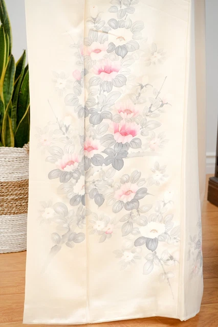 Dear Vanilla Japanese Silk Kimono Women's Robe Gown Authentic Japan Vintage Mint 8