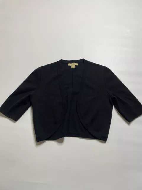 Michael Kors Open Mini Sweater Cardigan Black 100% Merino Wool Size Small