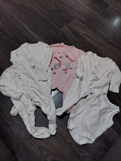 Baby Girls 0-3 Months Clothes Bundle Vest Baby Grows Sleep Suit Mothercare