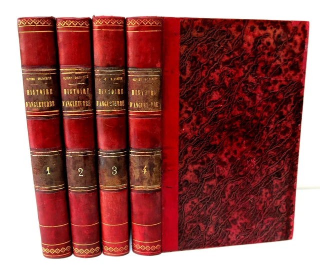 HISTOIRE d'ANGLETERRE Olivier GOLDSMITH Trad. A. ARAGON 4Tomes Ed HOUDAILLE 1837