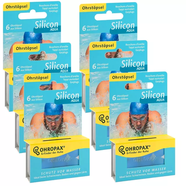 OHROPAX Aqua 6x 6 Tappi per Orecchie Di Silicone Protezione Rumore Udito A Nuoto