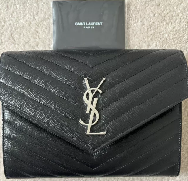 Saint Laurent MONOGRAM CLUTCH IN QUILTED GRAIN DE POUDRE EMBOSSED LEATHER