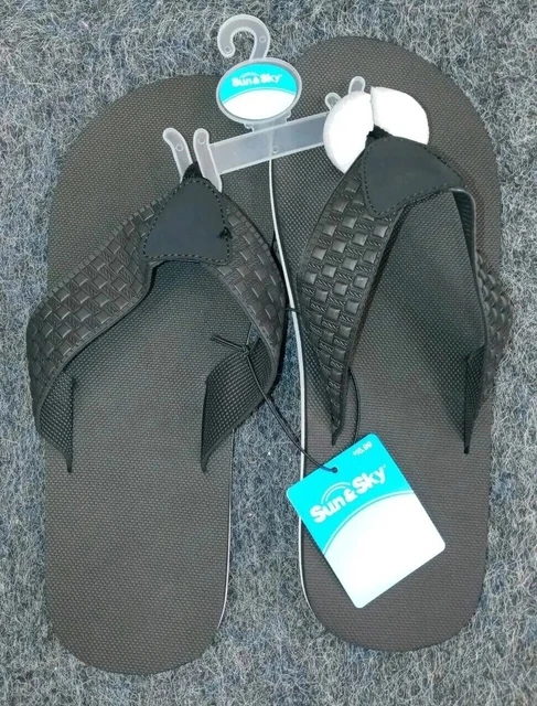 SUN & SKY Flip Flops Mens Canvas Sandals Gray Size 7-8 Beach  display picture 2