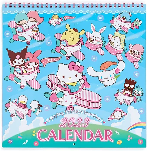 SANRIO CHARACTERS CALENDAR 2023 Wall L 30 x 60cm with Sticker Kawaii