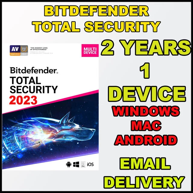 BITDEFENDER TOTAL SECURITY 2024 2 Years 1 Device Activation FULL