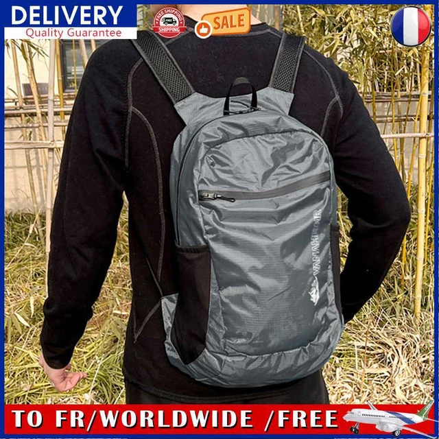 Nylon Foldable Backpack Camping Folding Bag Travel Daypack for Cycling (Grey)