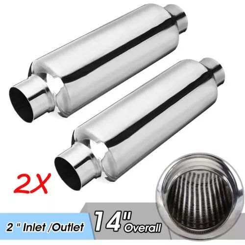 Ø 51mm 2 SILENZIATORE SCARICO INOX UNIVERSALE AUTO MARMITTA TERMINALE DI SCARICO