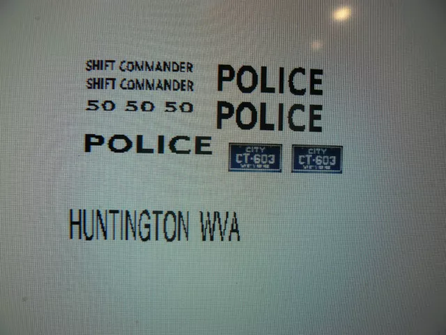 Huntington West Virginia  Old School Police Patrol Car Decals  1:24