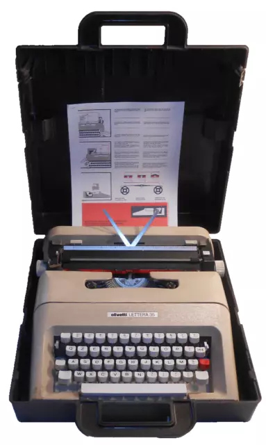 OLIVETTI " Lettera 35 " Anno Progett. 1972 - MACCHINA DA SCRIVERE CON CUSTODIA